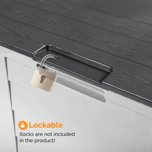 Miniatura 7 de VINGLI Caja de almacenamiento al aire libre de 75 galones, contenedores de almacenamiento de plástico con cerradura con tapa, muebles para jardín