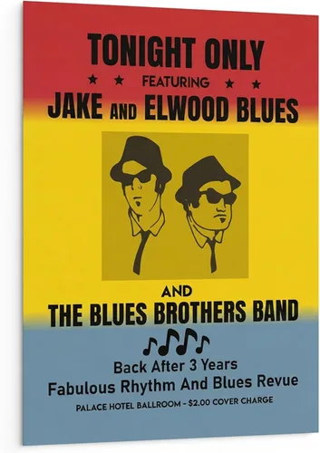 Miniatura 16 de Tonight Only-Jake & Elwood Blues-The Blues Brothers Band Arte de Pared Vintage, Arte de Pared Retro de TV con Impresión de Silueta de John