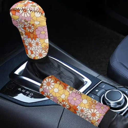 Miniatura 26 de Juego de 2 piezas set de accesorios interiores para coche, para las mujeres, hombres; cubierta de palanca de cambios/freno de mano, personalizada