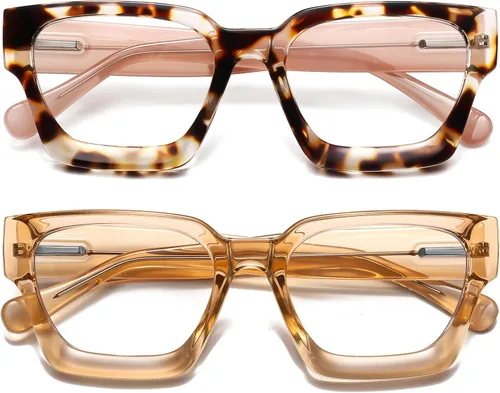Miniatura 2 de Gafas de lectura de gran tamaño para mujer, estilo Oprah, lectores de computadora, gruesas, bloqueo de luz azul, con bisagra de resorte PT2007