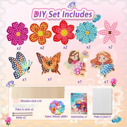 Miniatura 7 de JRD&BS WINL Kit de Arte Divertido de Pinchar para Niños de 3 años en adelante, Juego de Decoración Creativa de Ramo de Flores, Juego de Arte Libre