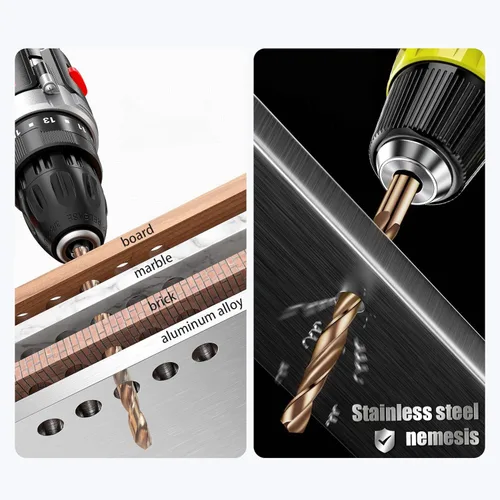 Miniatura 6 de Broca de cobalto de 1/8 pulgadas, broca helicoidal de acero de alta velocidad M35 de longitud estándar, punta de 135 grados para metal duro, acero
