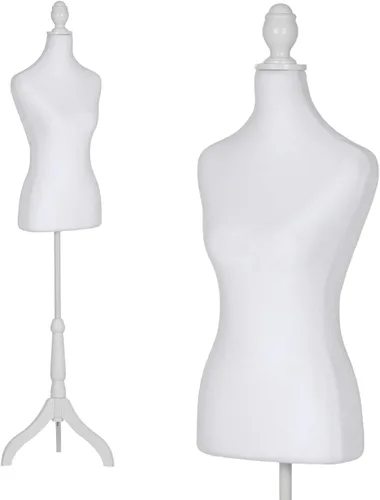 Maniquí de maniquí femenino con soporte de trípode de madera, 50-63 pulgadas para mujer, altura del cuerpo ajustable para costura, ropa, joyería,