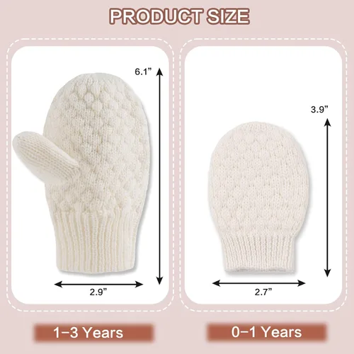 Miniatura 11 de Guantes de punto para bebés, niños y niñas, guantes de invierno para recién nacidos, guantes de 0 a 3 años