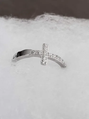 Miniatura 3 de Anillo True Love Waits de lado de pureza cruzada, ceremonia de castidad cristiana, acero inoxidable