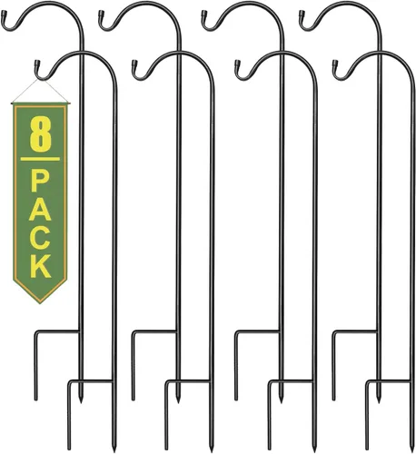 Miniatura 8 de Sorbus® Shepherd's Hooks - Juego de 4 estacas extensibles para macetas de jardín para comederos de pájaros, decoración al aire libre, plantas