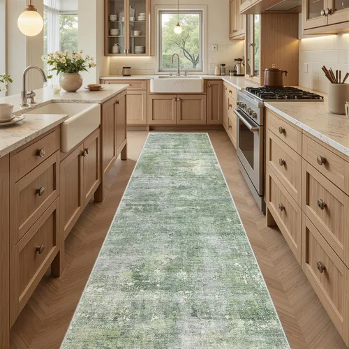 Miniatura 186 de Alfombra de pasillo Soalmost 2'6" x 10' lavable, alfombra antideslizante para cocina, baño, lavandería, alfombras vintage ultra delgadas para Beige