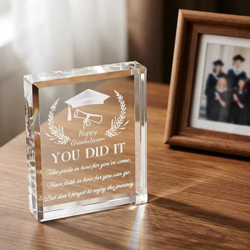 Miniatura 4 de YWHL Regalos de graduación para él o ella, regalos inspiradores para graduados de la clase de 2025, recuerdo de graduación de cristal grabado