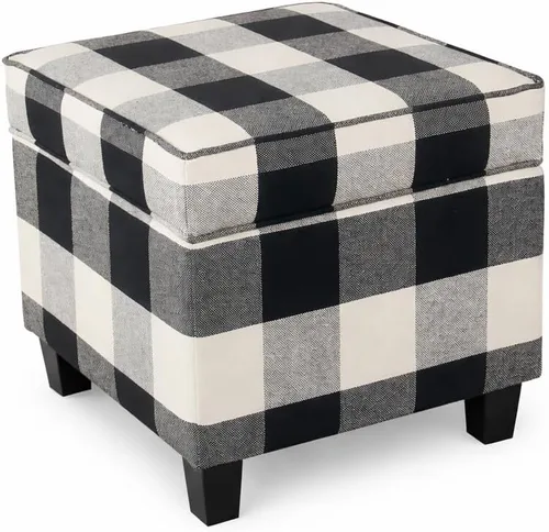 Miniatura 27 de Homepop Decoración del hogar K7342-F2067 Otomana clásica cuadrada de almacenamiento con tapa desmontable Otomana con almacenamiento para sala