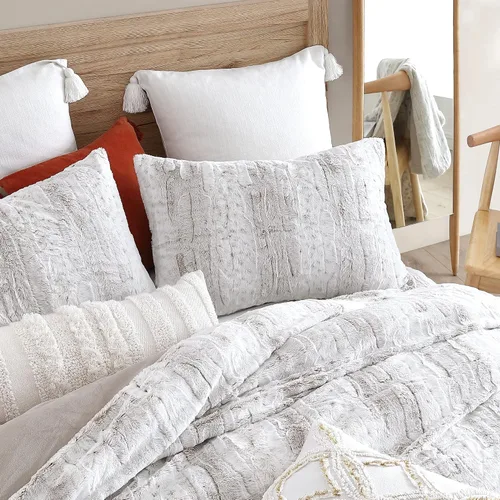 Miniatura 3 de Peri Home Leopard Bedding - Juego de edredón y funda de 3 piezas de piel sintética, súper suave y acogedor, leopardo de nieve marfil
