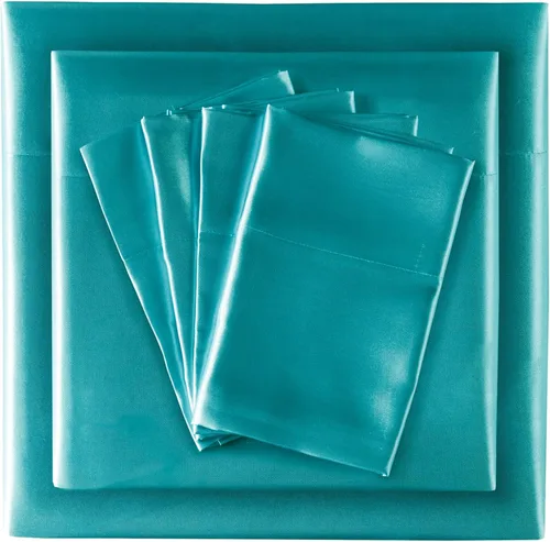 Miniatura 240 de Madison Park Essentials - Juego de sábanas de satén de lujo y sedoso con brillo natural, bolsillo elástico de 14 pulgadas para colchones de hasta 16