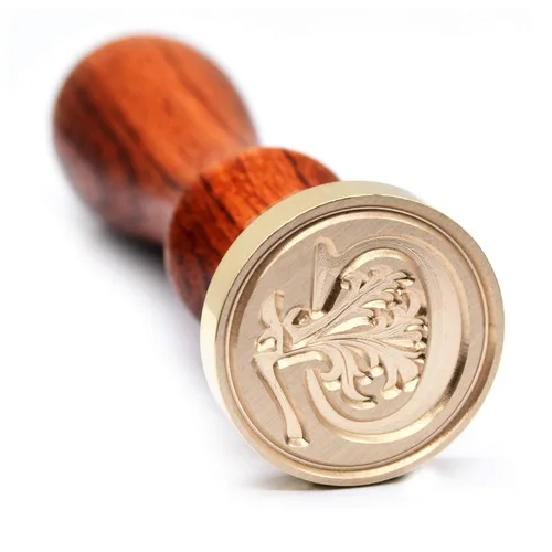 Miniatura 13 de Sello de Cera Medieval con Alfabeto de Iniciales, Cabeza de Latón con Mango de Madera, para Tarjeta de Acción de Gracias/Sobre/Envoltura