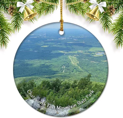 Chatsworth Fort Mountain State Park Georgia USA America Adornos de Navidad para árbol colgante de cerámica de doble cara, decoración de Navidad,