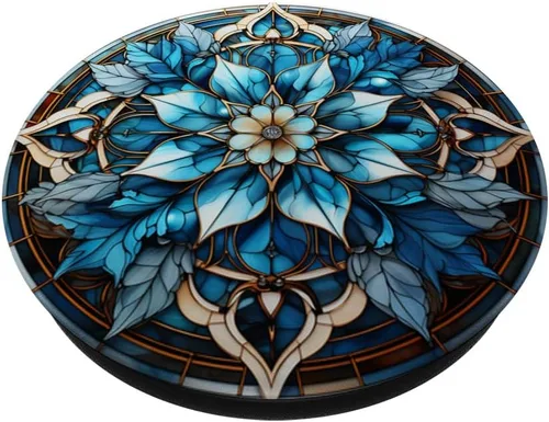 Miniatura 2 de Copo de nieve de invierno flor de invierno vidrieras PopSockets Standard PopGrip