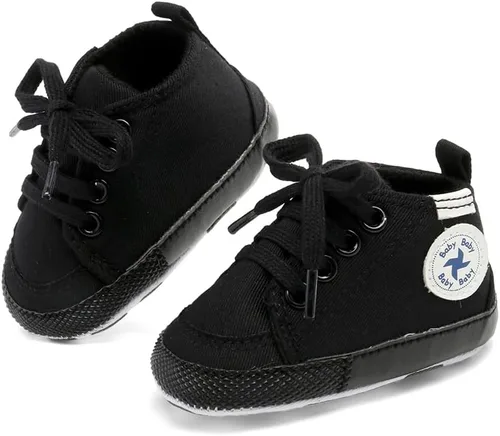 Miniatura 3 de Zapatos de lona y mezclilla con diseño de estrella para bebé - Tenis con suela suave antideslizante y caña alta, ideales para los primeros pasos