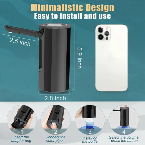 Miniatura 6 de YISH Bomba de dispensador de agua para botella de 5 galones, dispensador de jarra de agua sumergible automático portátil, bomba de botella de agua