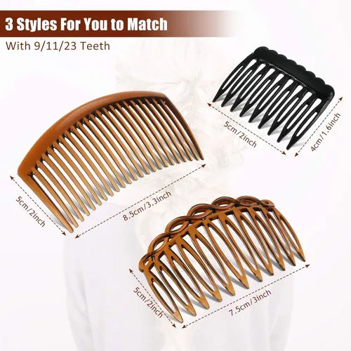 Miniatura 2 de 24 piezas de juego de peines laterales franceses de plástico para cabello con rizos, pinzas para el cabello, accesorios para niñas y mujeres