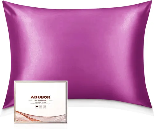 Miniatura 40 de Adubor Funda de almohada 100% de seda, fundas de almohada de seda de morera, 22 fibras de grado Momme 6A, funda de almohada de seda para la salud