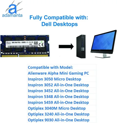 Miniatura 3 de Original de fábrica 8 GB (1x8 GB) Compatible para Dell Alienware Inspiron Latitude Optiplex Precision Vostro DDR3L 1600 Mhz PC3L-12800 SODIMM 2Rx8