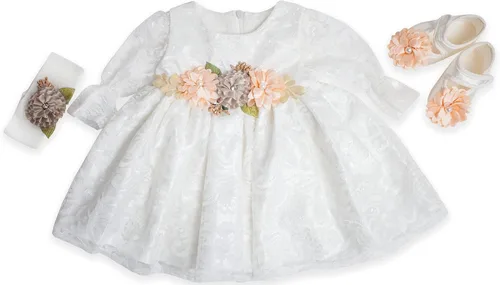Vestido de niña recién nacida, bautizo, vestido blanco bordado de encaje para bebé 0-3, vestido de niña de flores recién nacidas
