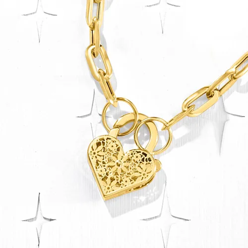 Miniatura 3 de Ross-Simons Collar con medallón de corazón bordado floral de oro amarillo de 14 quilates italiano