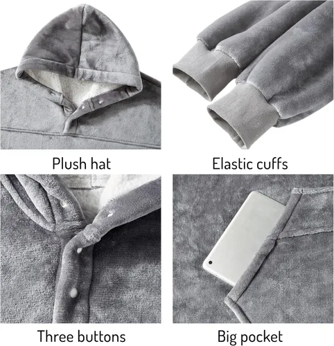 Miniatura 2 de Degrees of Comfort Kids Wearable Blanket, Oversized Sherpa Fleece Hoodie Blankets for Boys Girls, Cozy and Soft