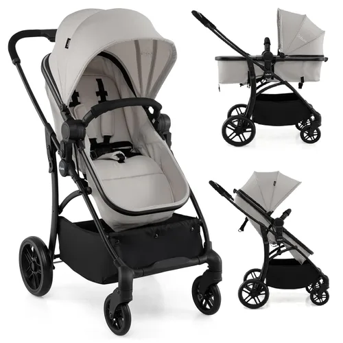 Miniatura 10 de INFANS Cochecito de bebé 2 en 1, cochecito convertible con moisés, asiento reversible, respaldo ajustable, plegable con una mano, cochecito compacto