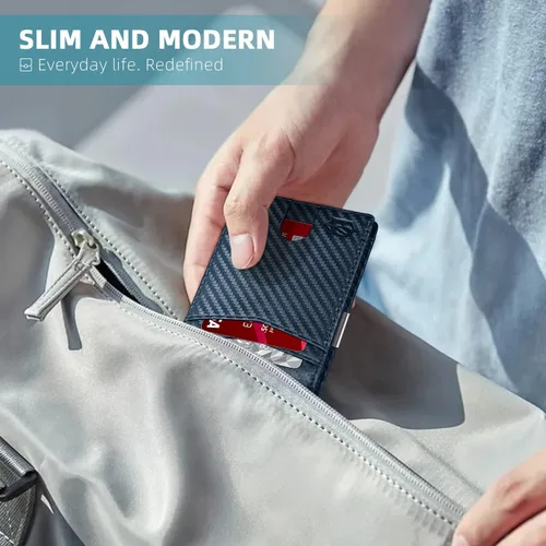 Miniatura 5 de Zitahli Slim Wallet for Men-Leather Money Clip Mens Wallets-RFID Blocking Front Pocket Bifold Wallet-Minimalist Credit Card Holder with Gift Box