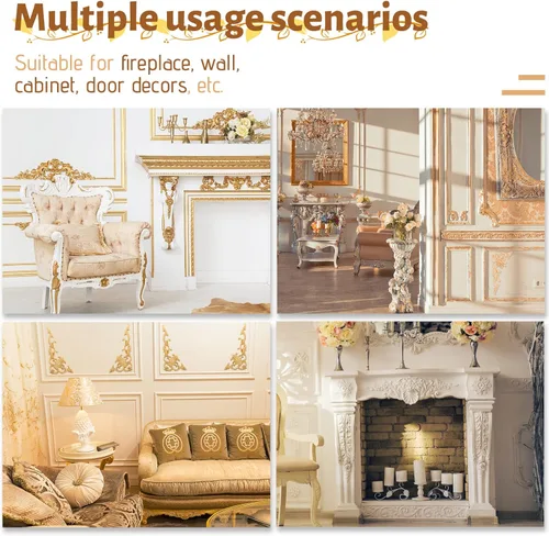 Miniatura 6 de Yulejo 8 apliques de madera onlays decorativos de madera, apliques de madera para bricolaje, apliques de madera y onlays para muebles, apliques