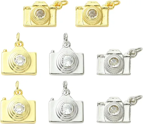 Miniatura 12 de Stiesy 10 dijes de circonita cúbica transparente de Virgen María, chapados en oro de 18 quilates, dije religioso para rosario, collar, joyería, Flor