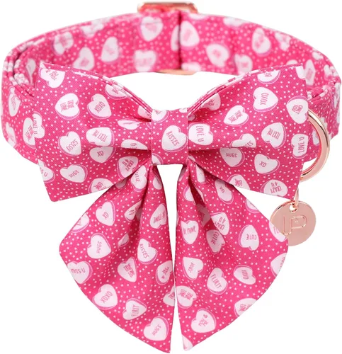 Miniatura 22 de Collar para perro con pajarita, Collar de algodón con pajarita para cachorro, Collar para perro azul para niña o niño con hebilla de metal duradera