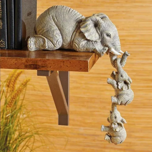 Juego de 3 piezas de estatua de decoración de elefante, madre y dos bebés colgantes, adornos para sala de estar, dormitorio, decoración del hogar,