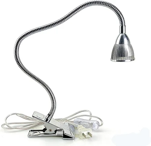 Miniatura 5 de QUANS Lámpara de escritorio LED de cuello de cisne con abrazadera regulable, 3 luces de lectura intercambiables de color, luz nocturna