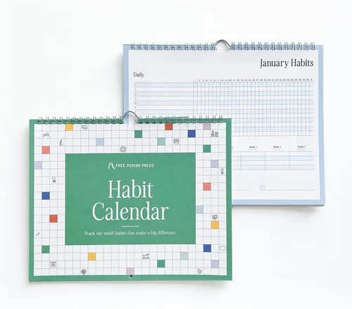 Free Period Press Calendario de seguimiento de hábitos y planificador de listas de tareas, rastreador de hábitos encuadernado en espiral con