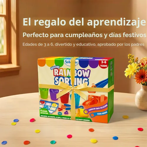Miniatura 7 de Skillmatics Juego de clasificación de arcoíris de silicona, juguete educativo y de aprendizaje, habilidades de clasificación, conteo