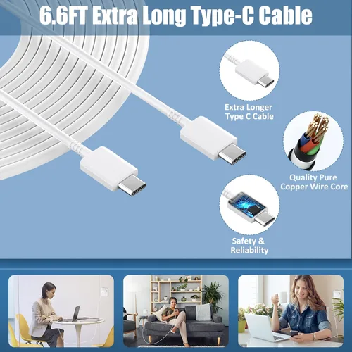 Miniatura 3 de Cargador USB C, carga rápida súper rápida de 25 W tipo C y cable de carga USB C de 6,6 pies para Samsung Galaxy S25/S25 Ultra/S25+/S24/S24