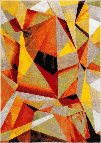 Miniatura 4 de SAFAVIEH Porcello Collection - Alfombra decorativa de 2 pies 3 pulgadas x 4 pies, gris claro y naranja, diseño abstracto moderno, no desprende