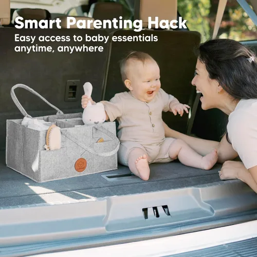 Miniatura 8 de KeaBabies Organizador de pañales para bebé con asa, organizador portátil de auto para bebé y almacenamiento para guardería, cambiador, cesta de Gris