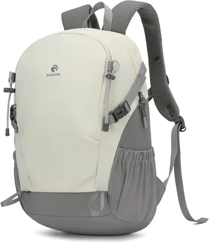 Miniatura 9 de Mochila de senderismo para hombres y mujeres, mochila de viaje ligera de 25 litros para acampar al aire libre Blanco y marrón