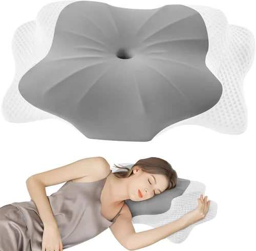 Miniatura 9 de DONAMA - Almohada cervical ortopédica para alivio de dolor del cuello, espuma viscoelástica contorneada, soporte ergonómico para dormir de lado