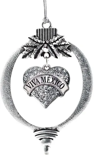 Miniatura 85 de Inspired Silver - Red Merry - Adorno de Navidad plateado - Adorno de árbol de Navidad con dije de corazón con circonita cúbica - Decoración colgante