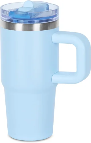 Miniatura 11 de Vaso de 14 onzas para niños con tapa con popote abatible y asa, 100% a prueba de fugas, vaso mini de 14 onzas, vaso aislado al vacío de acero Rosa