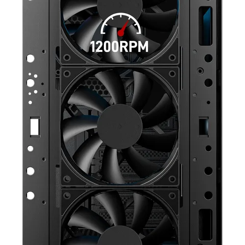 Miniatura 4 de DARKROCK Paquete de 3 ventiladores de carcasa de computadora de 120 mm negros de alto rendimiento de enfriamiento de bajo ruido de 3 pines 1200 RPM