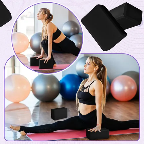 Miniatura 5 de Wettarn Paquete de 6 bloques de yoga de 9 x 6 x 4 pulgadas, espuma EVA, ligeros, antideslizantes, accesorios de yoga para pilates, estiramiento