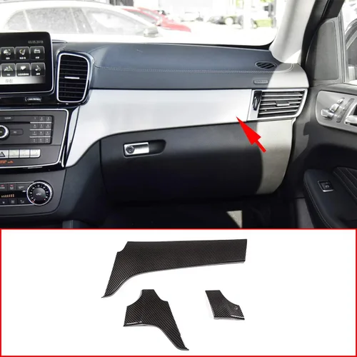 Miniatura 6 de Control central del coche Decoración Panel Trim Accesorios 3 unids para Mercedes Benz GLE GLS ML GL Clase 320 350 400 2012-2019 (negro)