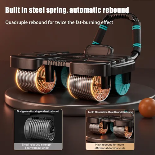 Miniatura 5 de 2025 New Ab Wheel Roller with Elbow Support - Automatic Rebound Abdominal Wheel Roller, The Upgraded Four-wheel Abdominal Wheel Core Workout Negro