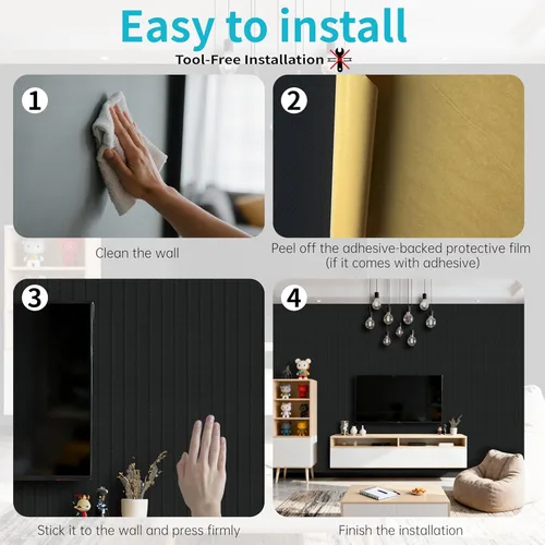 Miniatura 8 de EVERECO Paquete de 12 paneles acústicos grandes, 47.2 x 23.6 x 0.4 pulgadas, paneles insonorizados para pared, adecuados para sala de prensa, Negro