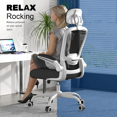 Miniatura 6 de Mimoglad Silla de Oficina, Silla de Escritorio Cómoda - Silla Ergonómica de Computadora de Respaldo Alto con Soporte Lumbar Ajustable y Negro mate