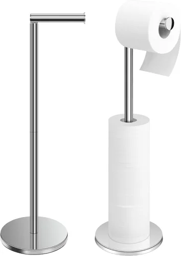Miniatura 8 de TACGEA Soporte para papel higiénico, soporte para rollo de papel higiénico de baño, acero inoxidable, almacenamiento para 4 rollos de papel Plateado