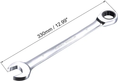 Miniatura 2 de uxcell Llave combinada de carraca de 1 pulgada SAE de 72 dientes y 12 puntos, llave de caja abierta de trinquete, herramientas Cr-V